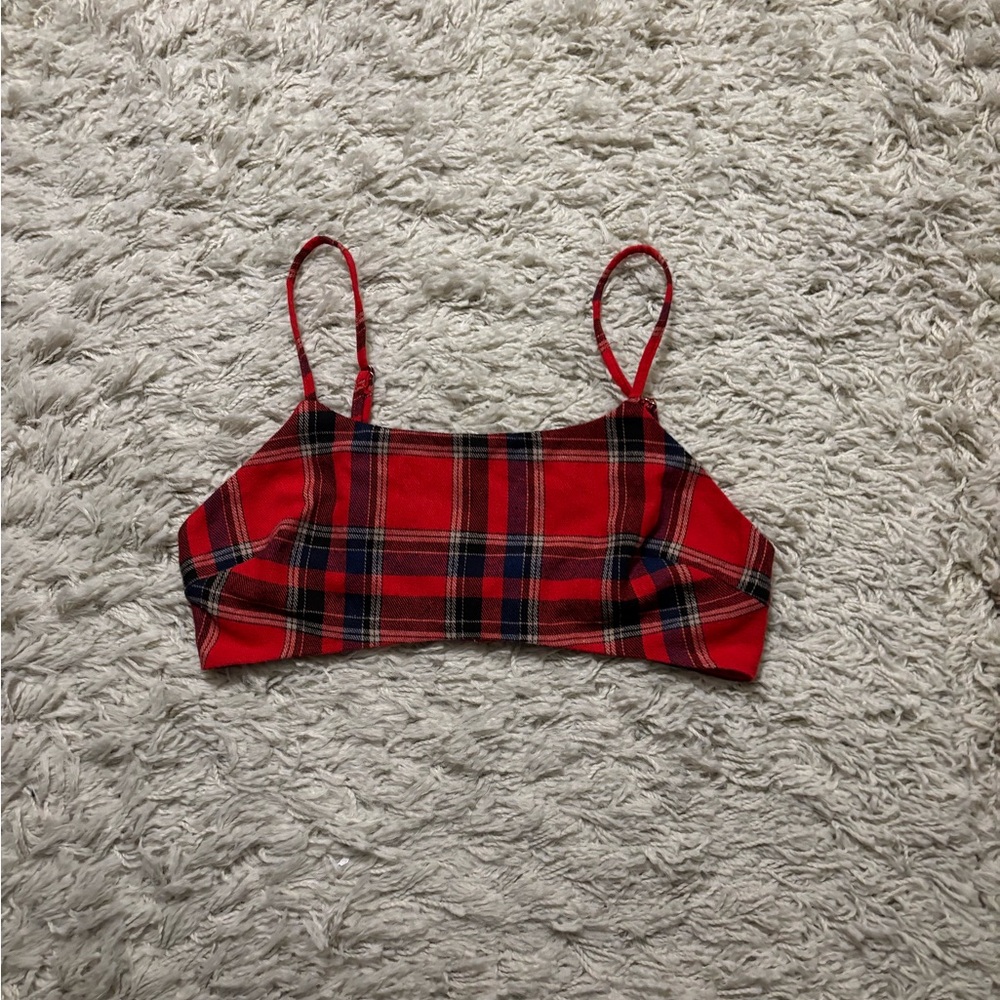 Wildcat Bralette Women's Size S Red Plaid Camisole Top